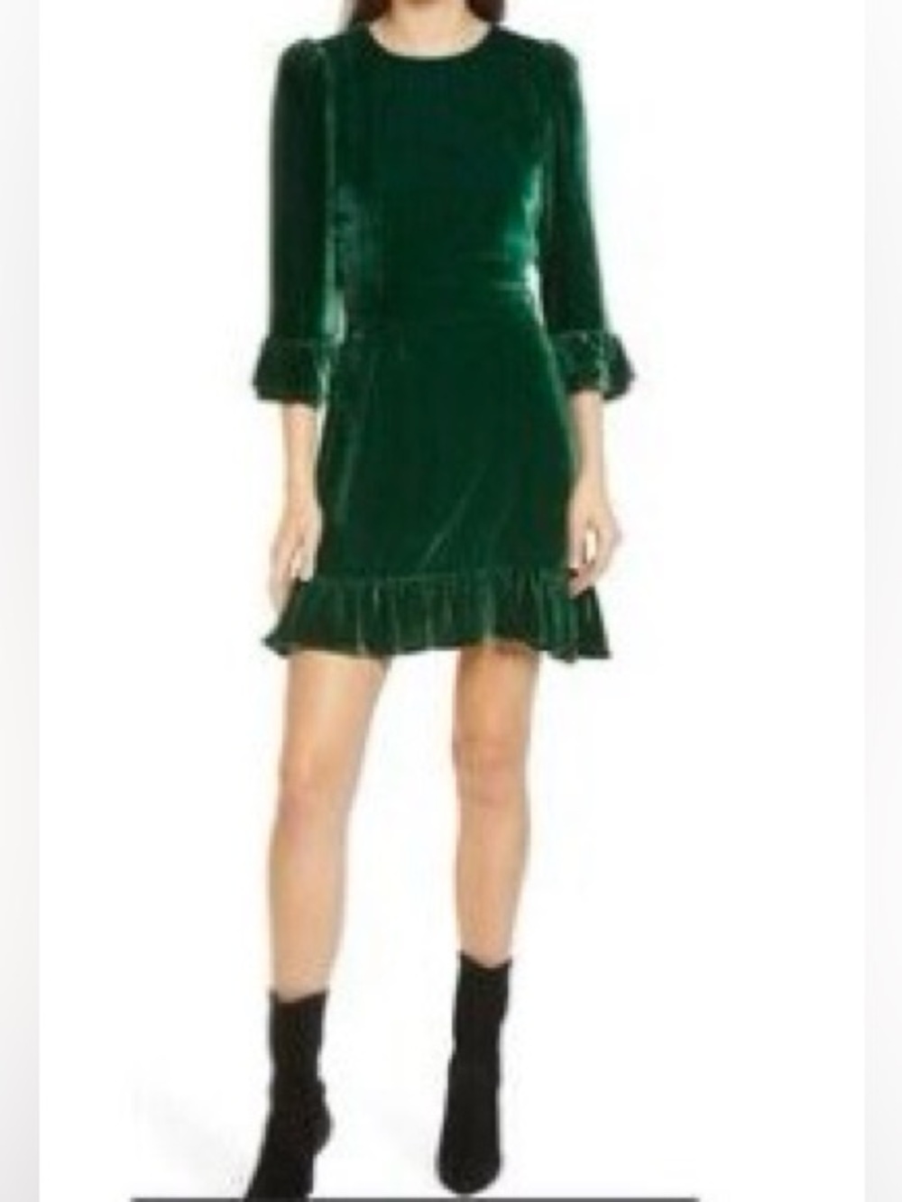 Reformation Emerald Green Velvet Mini Dress